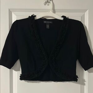 INC Black Ruffled Bolero Jacket